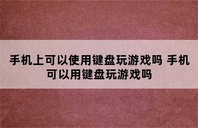 手机上可以使用键盘玩游戏吗 手机可以用键盘玩游戏吗